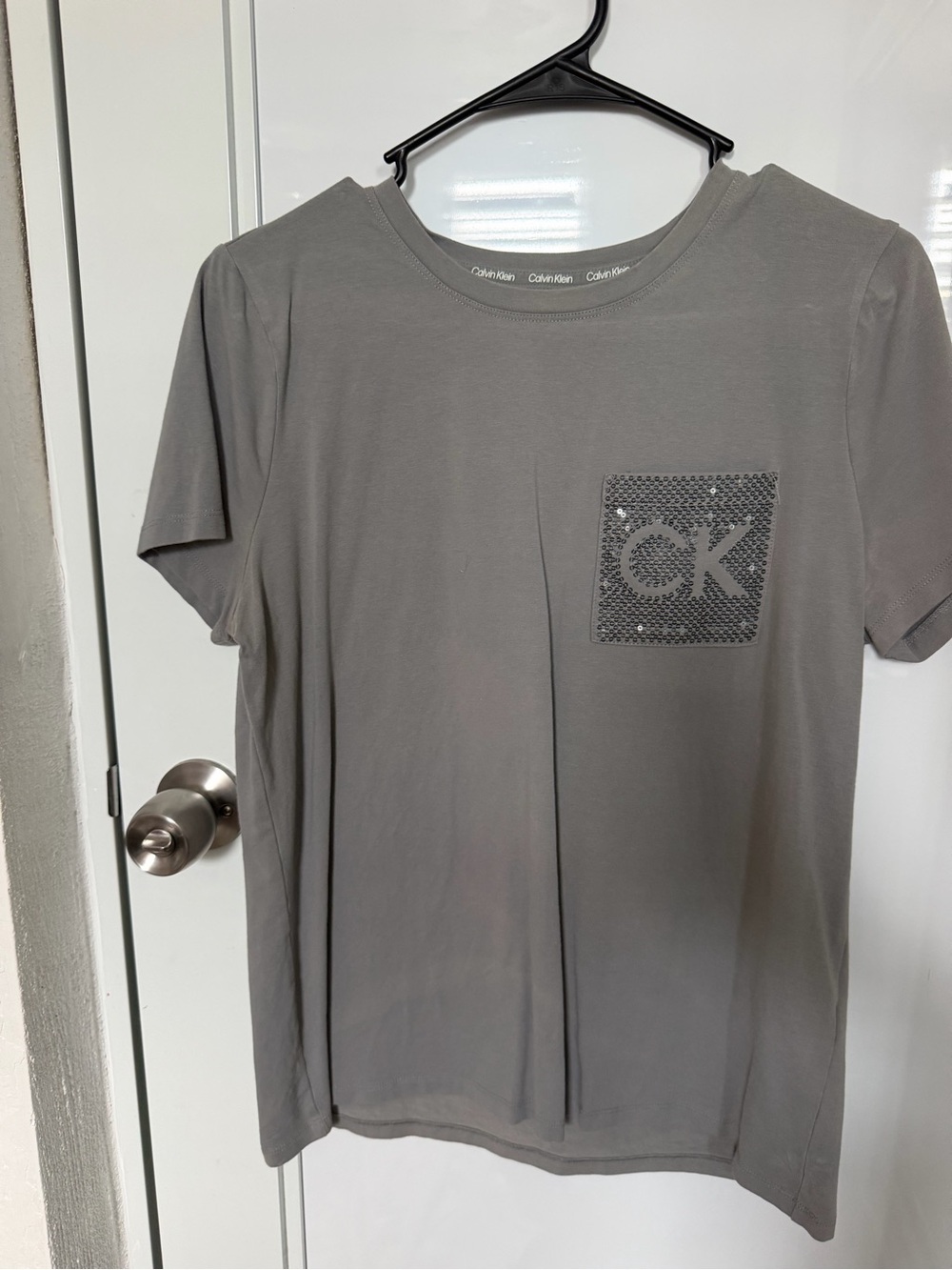 Calvin Klein Men's Gray CK Sequin Pocket Tee